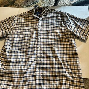 Town Craft XXLT Big & Tall Plaid Blue Short Sleeve Button Down EUC
